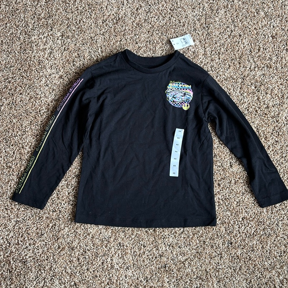 Star Wars Millennium Falcon Black Long Sleeve Shirt Boys Size XS